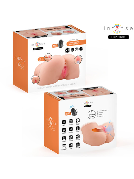 INTENSE DEEP TOUCH GINGER MASTURBADOR VAGINA CON EFECTO SUCCION CALOR VIBRACION Y VOZ CON CONTROL REMOTO 53 KG