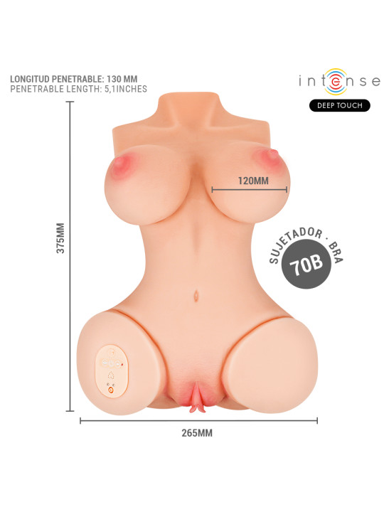 INTENSE DEEP TOUCH VERO TORSO VAGINA CON EFECTO SUCCION CALOR VIBRACION Y VOZ CON CONTROL REMOTO 55 KG