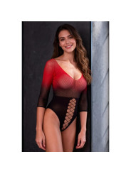 PASSION BS118 BODYSTOCKING DE MALLA NEGRO Y ROJO