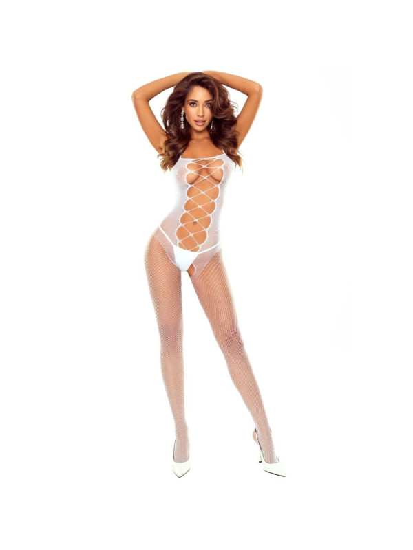 PASSION BS124 BODYSTOCKING CORDONES BLANCO