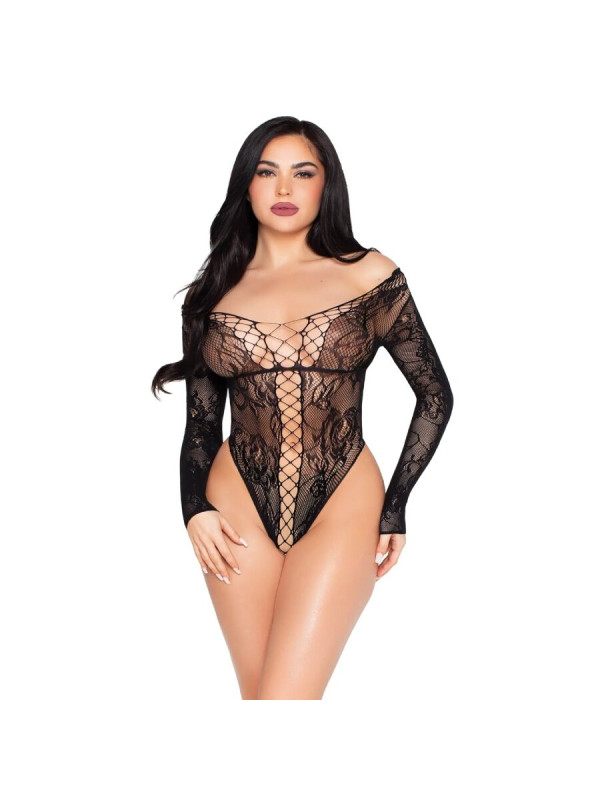 LEG AVENUE 89370 TEDDY DE RED Y ENCAJE NEGRO TALLA UNICA