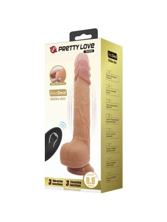 VIBRADOR REALISTA TOMMY CON VENTOSA Y CONTROL REMOTO DE LA MARCA PRETTY LOVE FLIRTATION