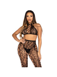 LEG AVENUE 89372 CROP TOP Y MEDIAS SIN ENTREPIERNA NEGRO TALLA UNICA