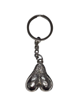 DIABLO PICANTE LLAVERO METAL HUEVOS PLATA