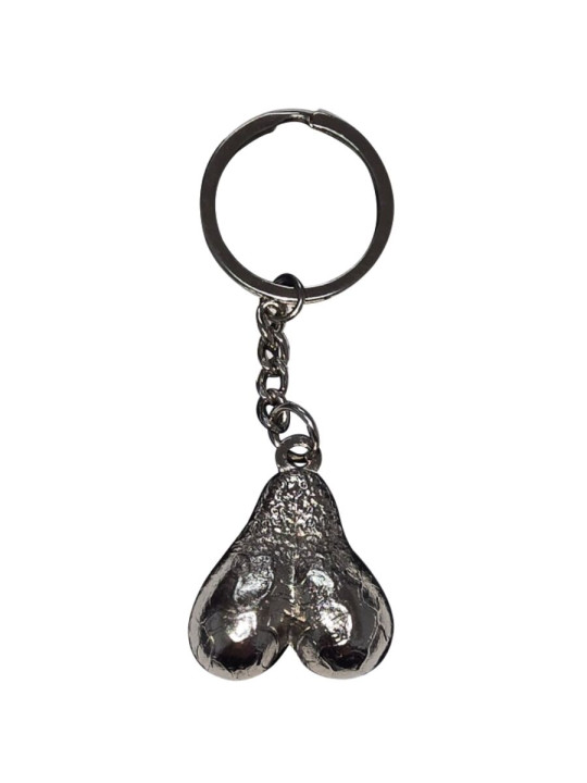 DIABLO PICANTE LLAVERO METAL HUEVOS PLATA