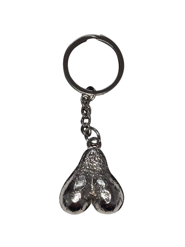 DIABLO PICANTE LLAVERO METAL HUEVOS PLATA