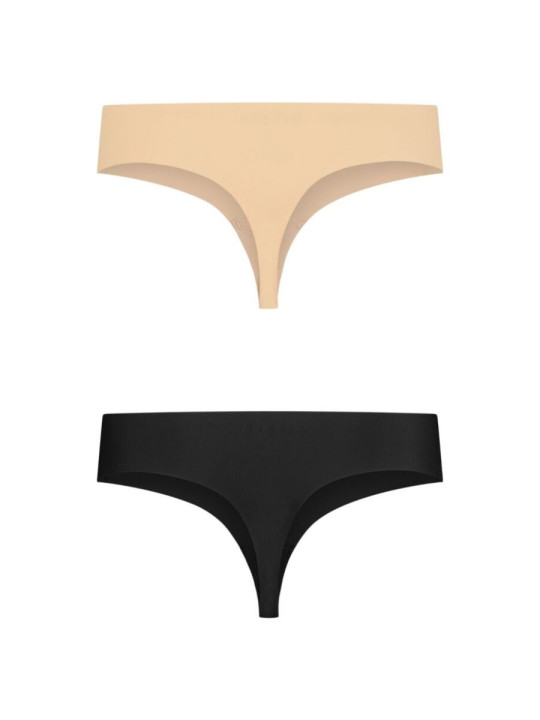 BYE BRA PACK 2 TANGAS INVISIBLES BEIGE Y NEGRO TALLA S