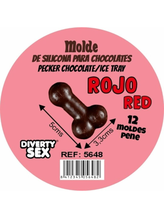 DIABLO PICANTE MOLDE CHOCOLATE 12 PENES SILICONA PARA COLGAR ROJO