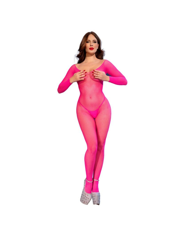 CHILIROSE CR 4894 BODYSTOCKING MALLA ROSA NEON S M