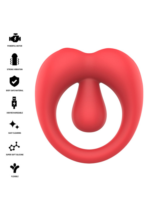 INTENSE RUSSELL ANILLO VIBRADOR CON ESTIMULACION DE CLITORIS ROJO
