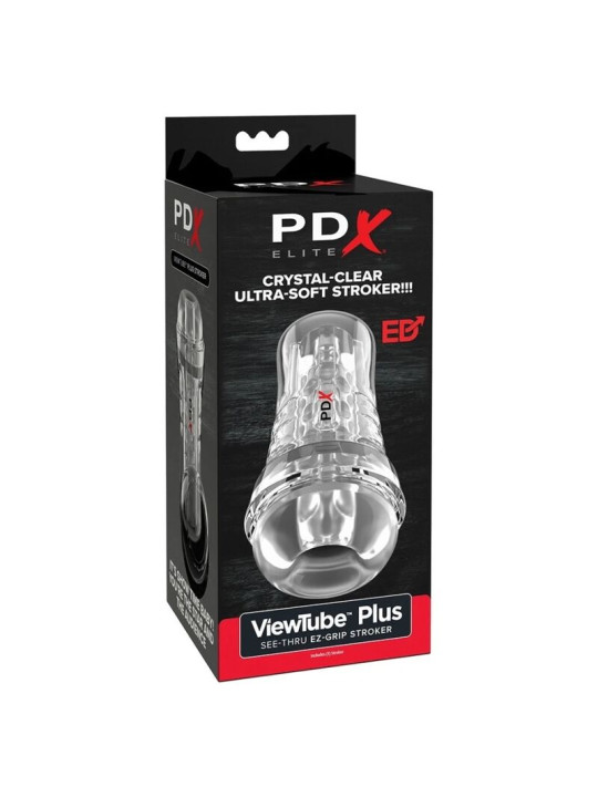 PDX ELITE MASTURBADOR TRANSPARENTE VIEWTUBE PLUS SEE THRU EZ GRIP 21 CM