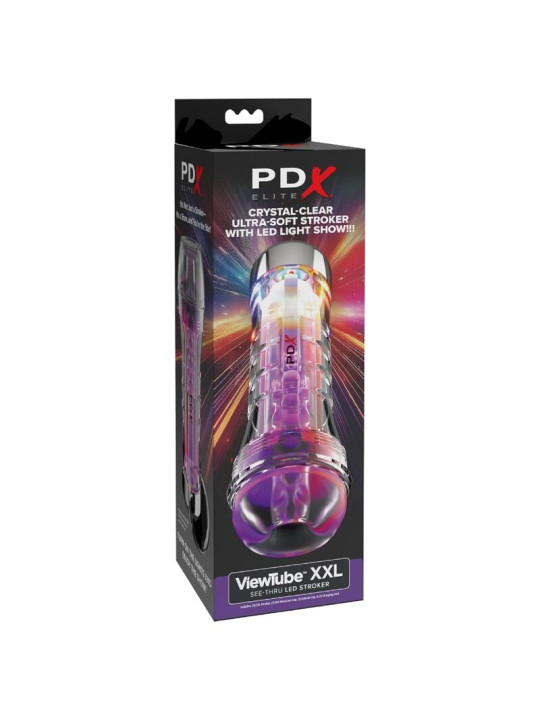 PDX ELITE MASTURBADOR TRANSPARENTE VIEWTUBE XXL LED STROKER 273 CM