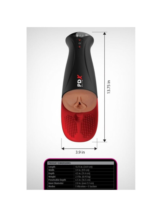 PDX ELITE MASTURBADOR AUTOMATICO FAP O MATIC PRO XL VIBRADOR MARRON 349 CM