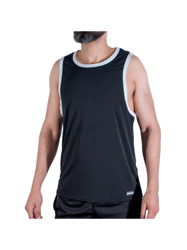 MACHO CMV004 CAMISETA GYM NEGRA L XL