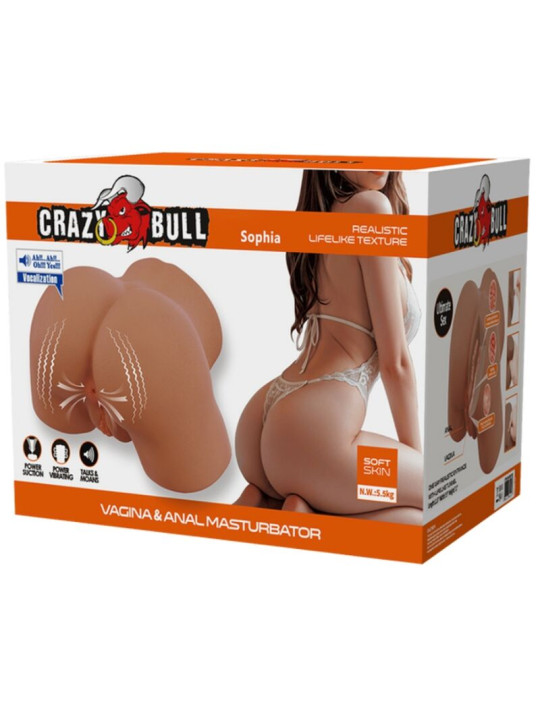 CRAZY BULL SOPHIA TRASERO FEMENINO REALISTA VIBRADOR SUCCIONADOR CON SONIDO 55 KG