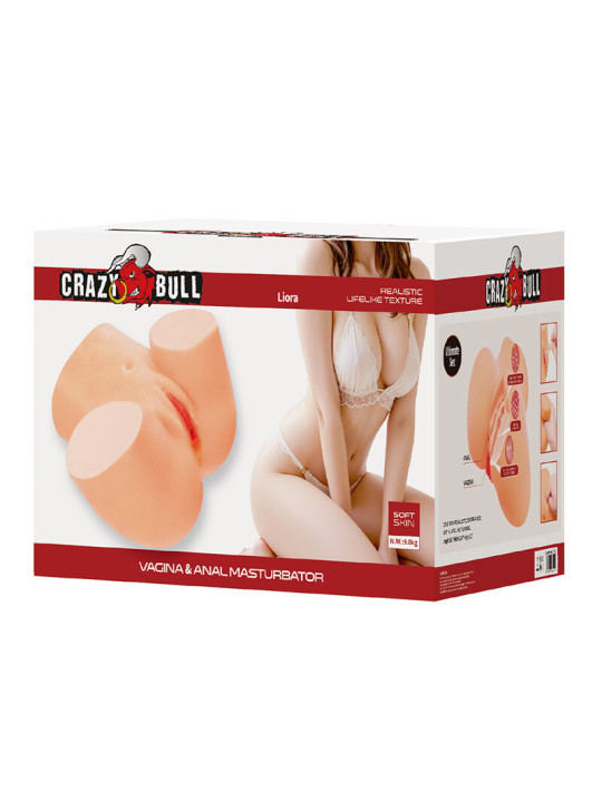 CRAZY BULL LIORA MASTURBADOR VAGINAL Y ANAL DOBLE XXL CON VIBRACION