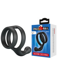 CRAZY BULL YANCY ANILLO DOBLE PARA PENE Y TESTICULOS SILICONA NEGRO