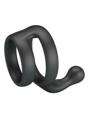 CRAZY BULL YANCY ANILLO DOBLE PARA PENE Y TESTICULOS SILICONA NEGRO