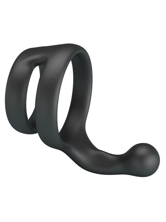 CRAZY BULL YANCY ANILLO DOBLE PARA PENE Y TESTICULOS SILICONA NEGRO