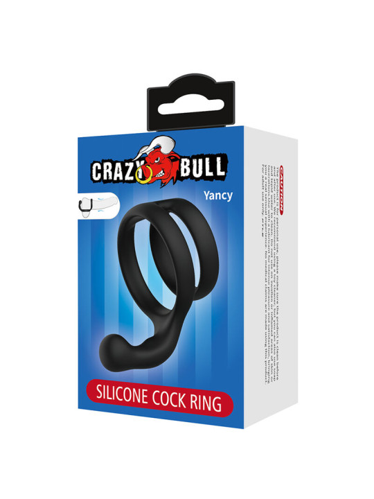 CRAZY BULL YANCY ANILLO DOBLE PARA PENE Y TESTICULOS SILICONA NEGRO