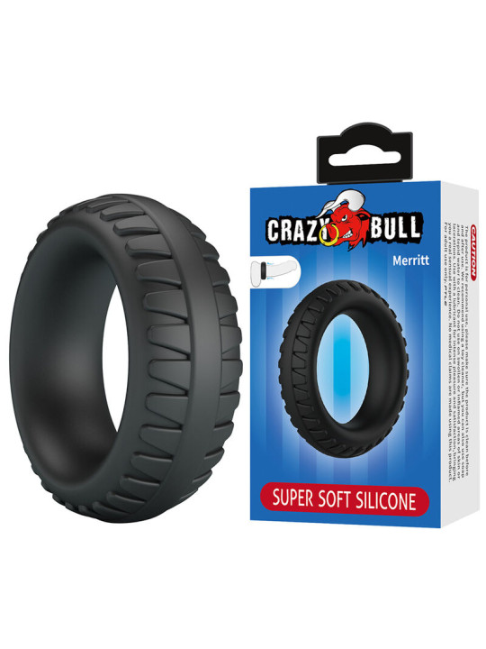 CRAZY BULL MERRITT ANILLO PARA PENE TEXTURIZADO SILICONA NEGRO