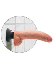 DILDO VIBRADOR REALISTA 23 CM CON TESTÍCULOS Y VENTOSA DE LA MARCA KING COCK