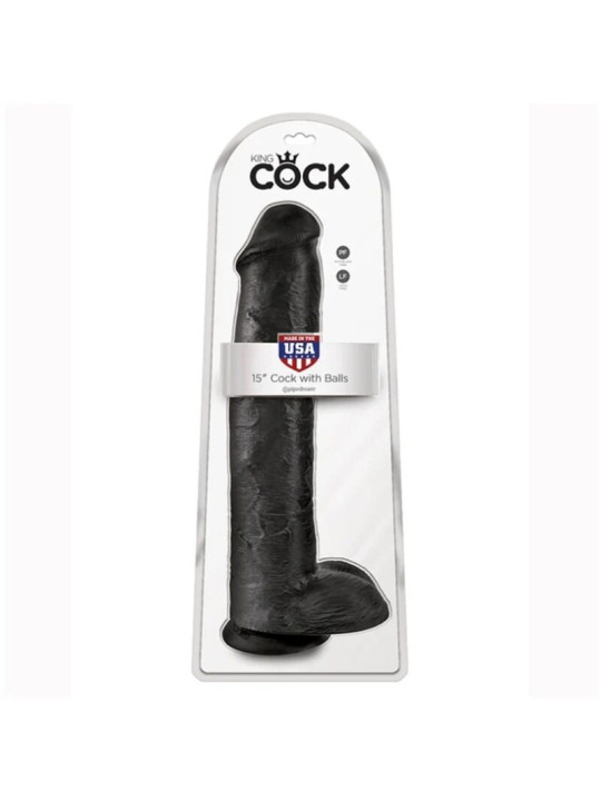 KING COCK DILDO REALISTA CON TESTICULOS 38 CM COLOR NEGRO
