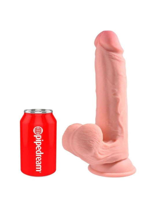 KING COCK PLUS DILDO REALISTA TRIPLE DENSIDAD CON TESTICULOS OSCILANTES 23 CM COLOR NATURAL