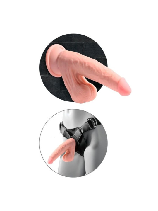 KING COCK PLUS DILDO REALISTA TRIPLE DENSIDAD CON TESTICULOS OSCILANTES 23 CM COLOR NATURAL