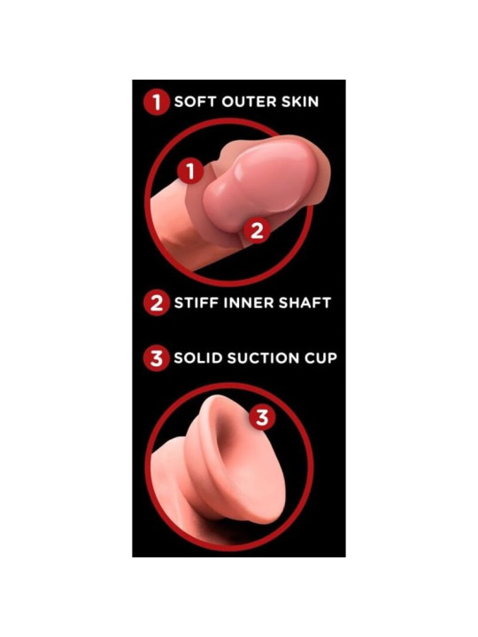 KING COCK PLUS DILDO REALISTA TRIPLE DENSIDAD CON TESTICULOS OSCILANTES 23 CM COLOR NATURAL