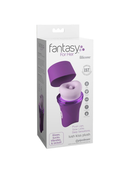 FANTASY FOR HER LUSH KISS PLUSH PURPLE ESTIMULADOR CLITORAL DE SUCCION Y LAMIDO