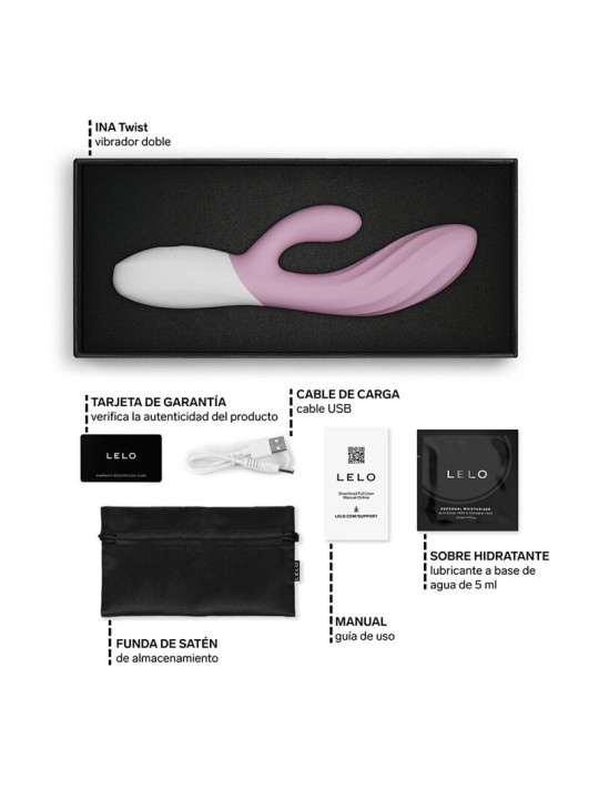 LELO INA TWIST VIBRADOR RABBIT PUNTO G Y CLITORIS ROSA