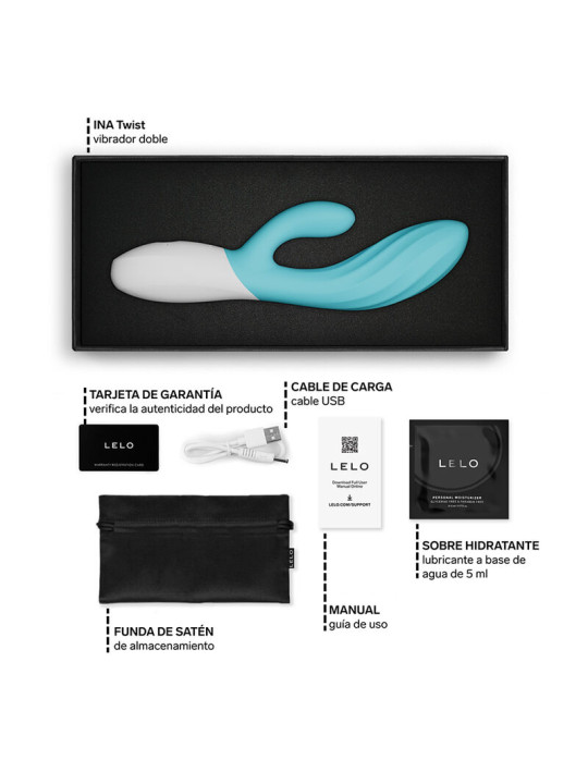 LELO INA TWIST VIBRADOR RABBIT PUNTO G Y CLITORIS TURQUESA