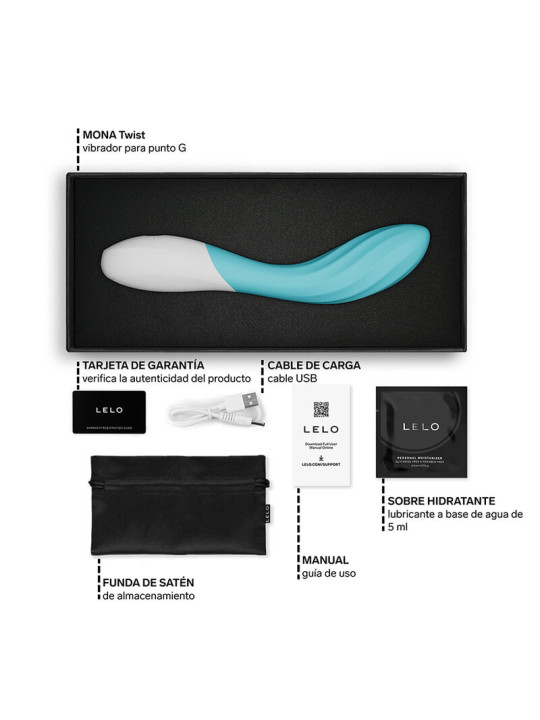 LELO MONA TWIST VIBRADOR PARA PUNTO G RECARGABLE APP CONTROL LAVANDA TURQUESA