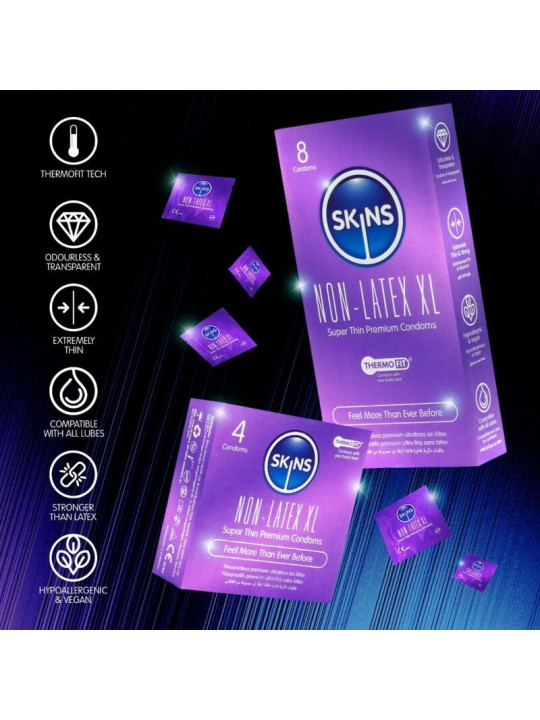 SKINS PRESERVATIVOS SIN LATEX XL PACK 8
