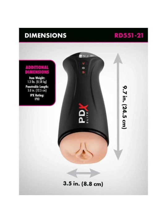 PDX ELITE MASTURBADOR CON SUCCION INTERMITENTE Y VIBRACION FAP GASM
