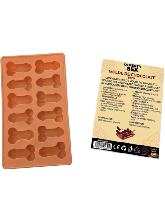 DIABLO PICANTE MOLDE CHOCOLATE 12 PENES SILICONA PARA COLGAR VAINILLA