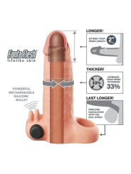 FANTASY X TENSIONS FUNDA EXTENSORA VIBRATORIA REAL FEEL 5 CM COLOR BEIGE