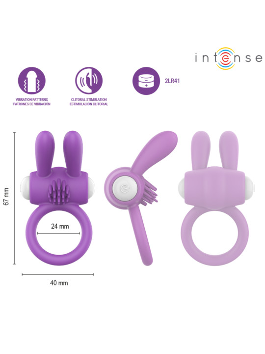 INTENSE HOPPS ANILLO PARA PENE VIBRADOR CON ESTIMULACION CLITORIANA MORADO