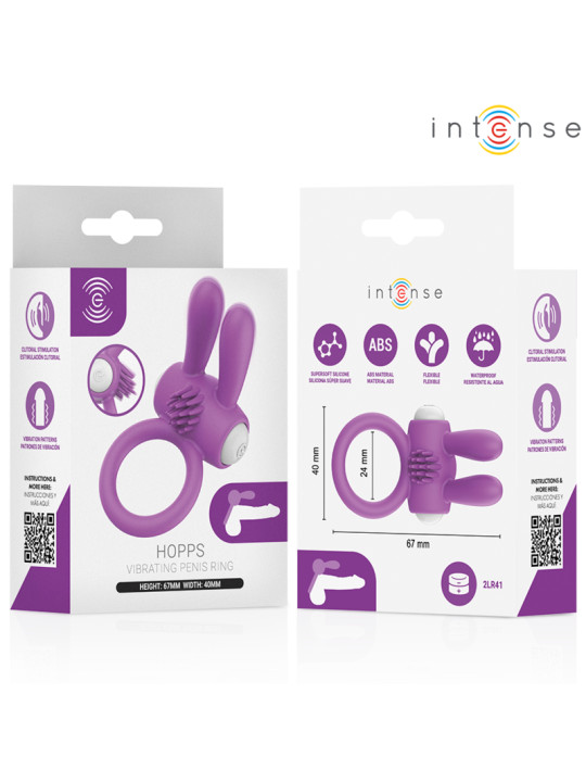 INTENSE HOPPS ANILLO PARA PENE VIBRADOR CON ESTIMULACION CLITORIANA MORADO